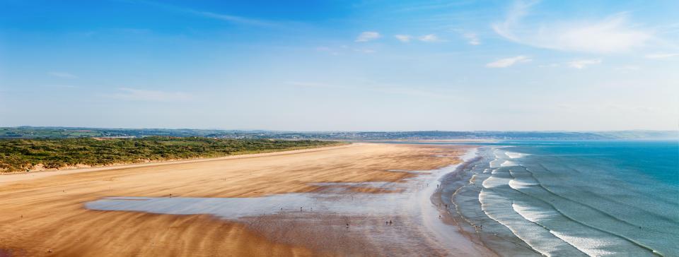 Saunton Sands Panoramic on a sunny day, Devon