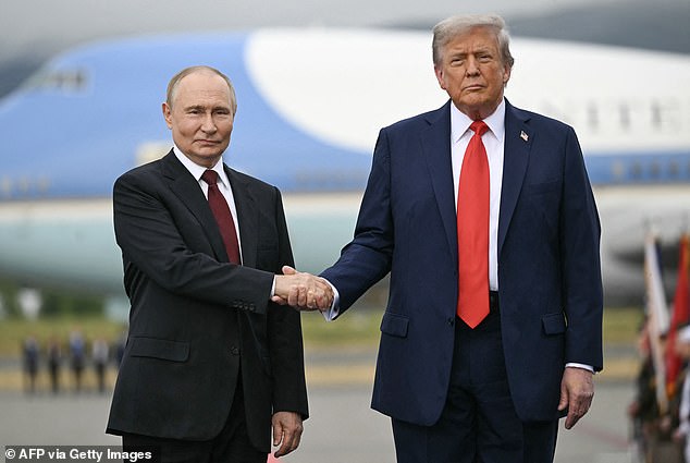 President Donald Trump (right) appeared to have grown frustrated with Russian President Vladimir Putin (left), especially after their Alaska summit didn't produce a Ukraine peace deal, but on Thursday Trump said the Alaska summit 'set a stage'