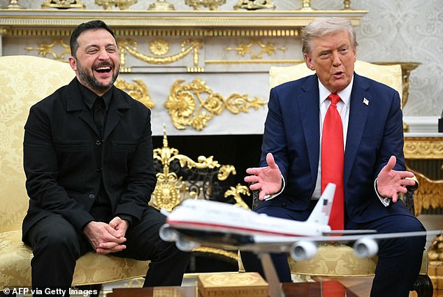 Ukraine's Volodymyr Zelensky (left) and President Donald Trump (right) are photographed in the Oval Office in August
