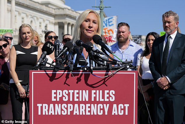 Rep. Marjorie Taylor Greene formally came to his Santos' this summer arguing the length of his term represented 'a grave injustice'