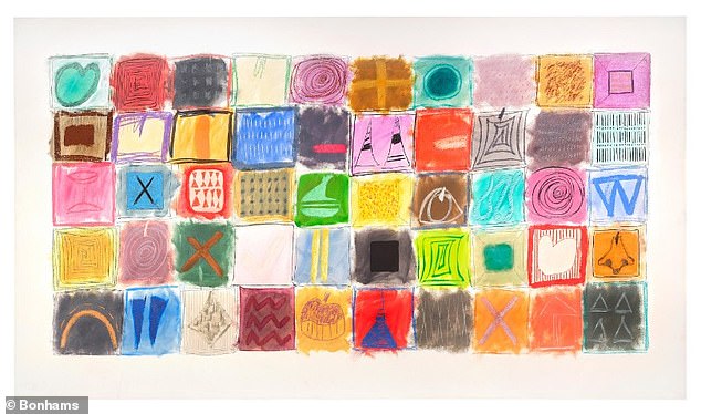 Ida Rittenberg Kohlmeyer (1912–1997) is represented by Horizontal Rectangles 81-A, a quilted-like painting done in oil and charcoal in 1981. Bonham's estimates a sale of $50,000–$70,000