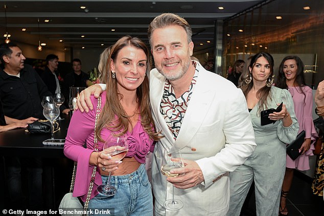 Coleen Rooney and Gary Barlow attend the launch of Gary Barlow Wines new Organic Sauvignon Blanc and Blush at Harvey Nichols on July 04, 2023