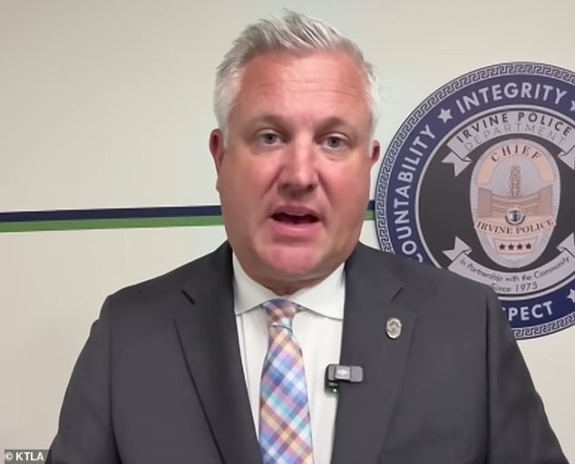 Irvine Police Department spokesperson Kyle Oldoerp (pictured) has since warned that social media posts even on private accounts can attract unwanted attention