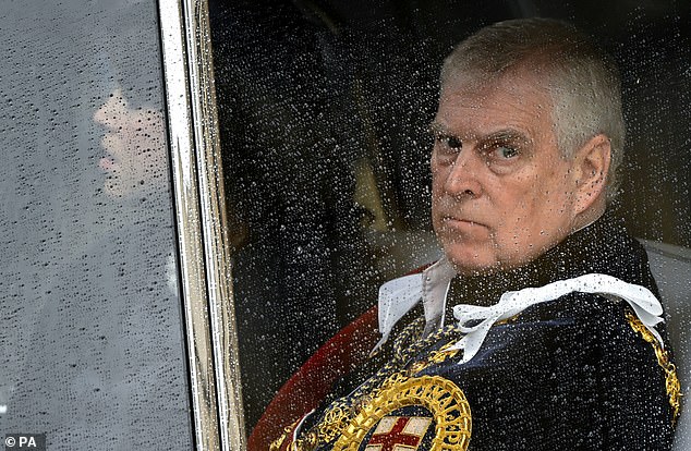 The Duke of York joined Prince Harry in the third row of the abbey during the Coronation, and was required to arrive 'well before the younger siblings whom he used to outrank', wrote Robert Hardman