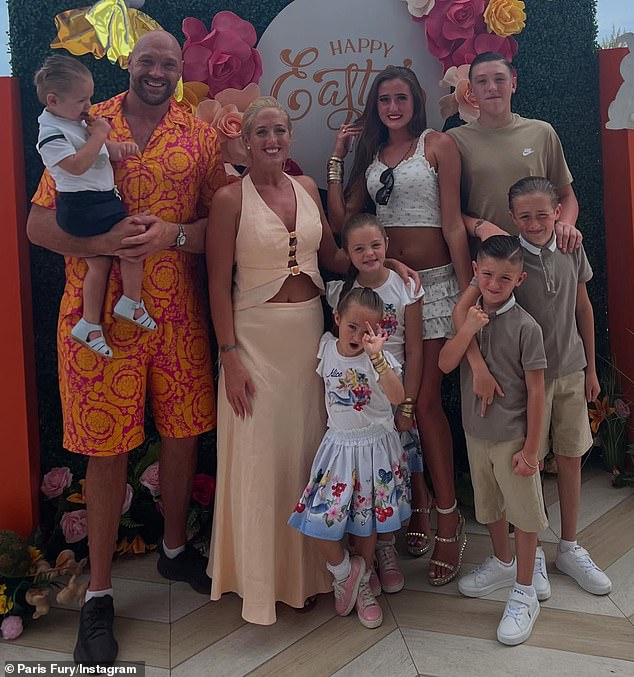 Paris shares seven children with Tyson, Venezuela, 16, Prince John James, 14, Prince Tyson II, eight, Valencia, seven, Prince Adonis Amaziah, five, Athena, four, and Rico, one