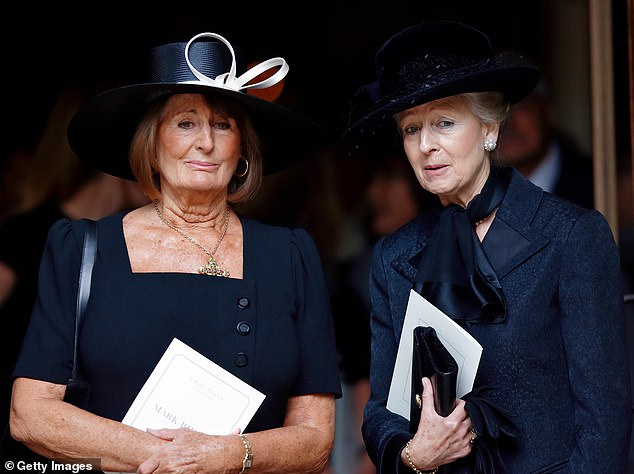 Lady Annabel Goldsmith and Princess Alexandra attend the funeral of Mark Birley in 2007
