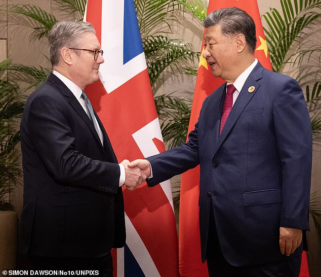 Prime Minister Sir Keir Starmer pictured with Chinese President Xi Jinping at the G20 summit in Brazil last year