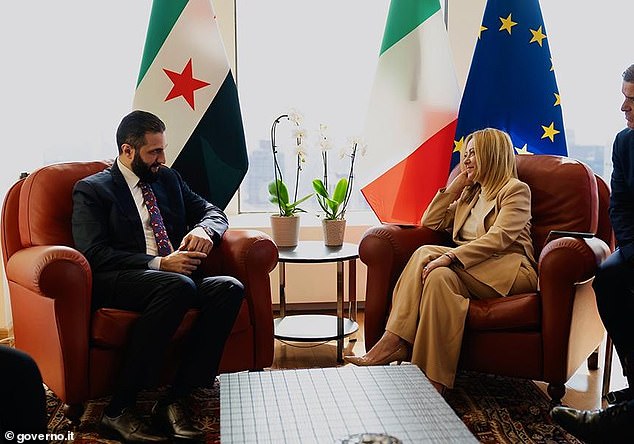 Italian President Georgia Meloni meets with Syrian president Ahmed al-Sharaa