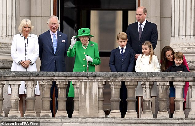 The Royal Family appear on the balcony of Buckingham Palace at the end of the Platinum Jubilee Pageant in 2022