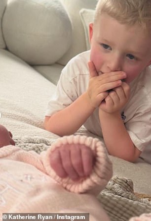 Among the snaps shared by Bobby included adorable pictures of both Fred and Fenna meeting their baby sister