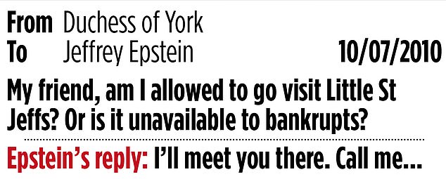 An email exchange between Fergie and Epstein gives some indication of their cordial relationship