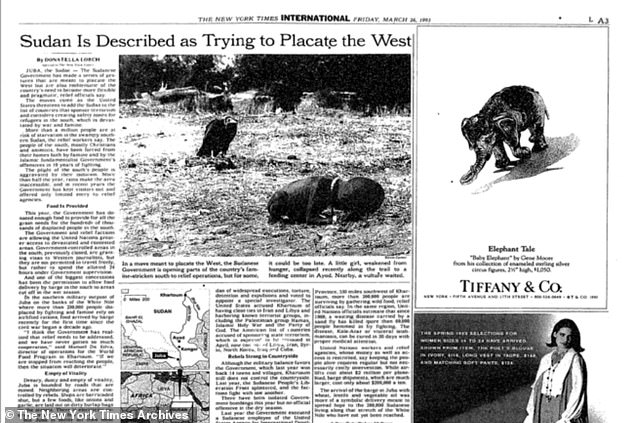 Kevin Carter's image titled 'The Vulture and the Little Girl' appeared in the New York Times on March 26, 1993