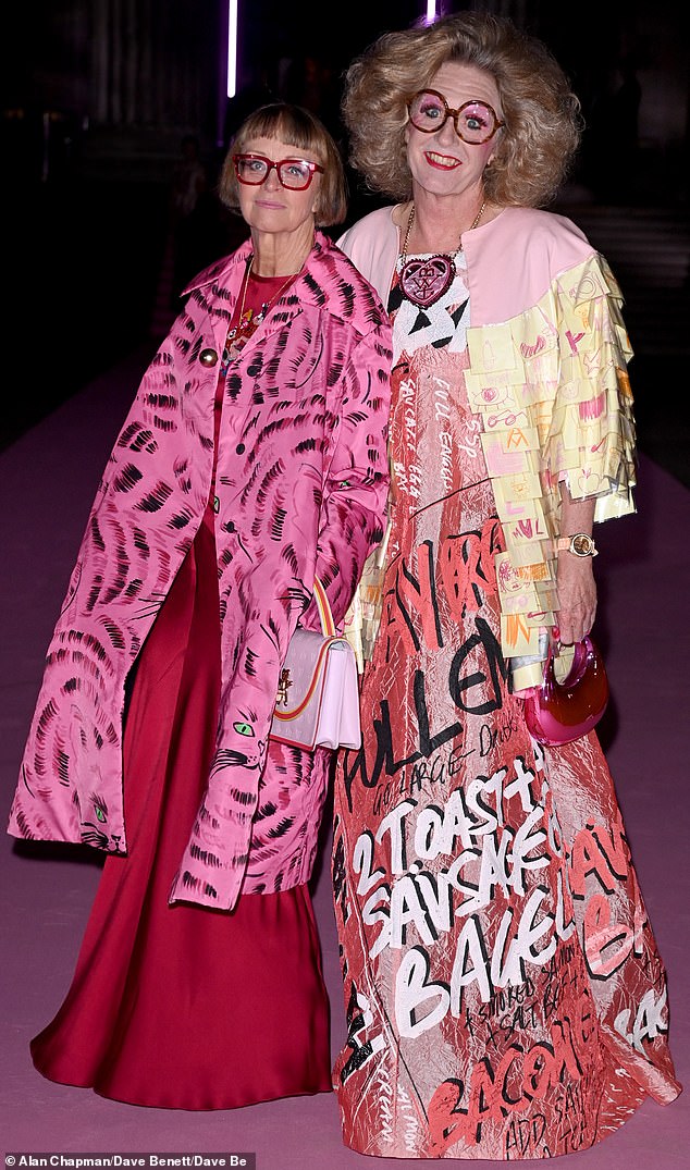 Other guests included Grayson Perry and his wife, Phillipa (pictured together)