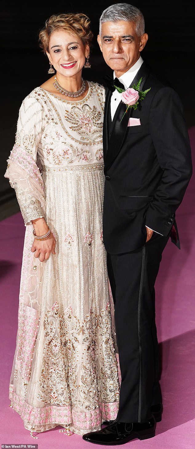 Also in attendance were London Mayor Sadiq Khan and his wife, Saadiya (pictured together)