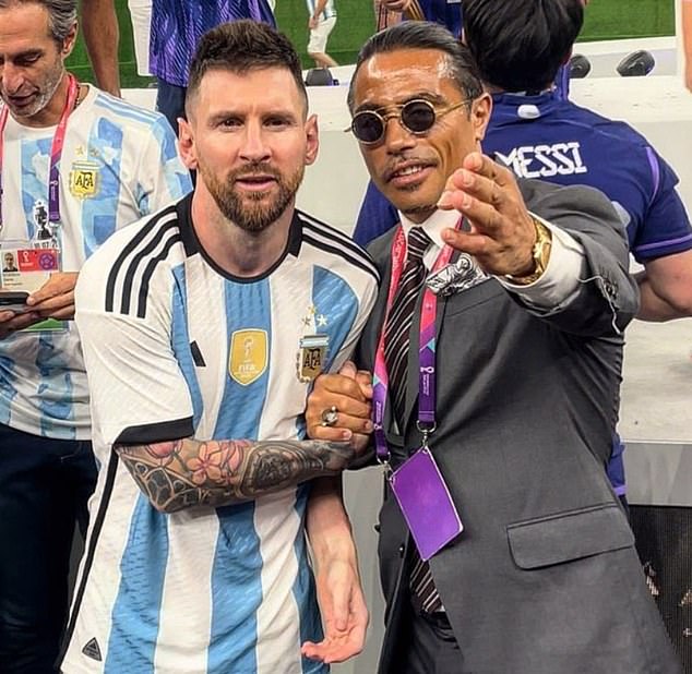 The celebrity chef, pictured with Lionel Messi, generated significant controversy following the men's World Cup final in December, when he gatecrashed Argentina's celebrations