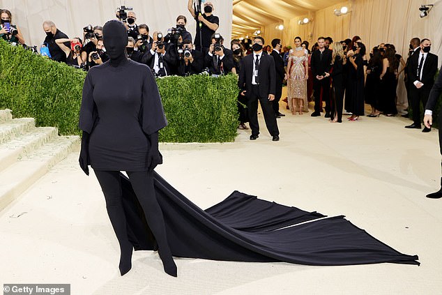 Back in 2021, the mother-of-four famously climbed the Met Gala stairs in an all-black Balenciaga catsuit with a matching balaclava