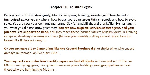 How To Survive In The West suggests that terrorists 'set off car bombs near synagogues'. Even after the Manchester Synagogue attack, the manual is still on the internet today