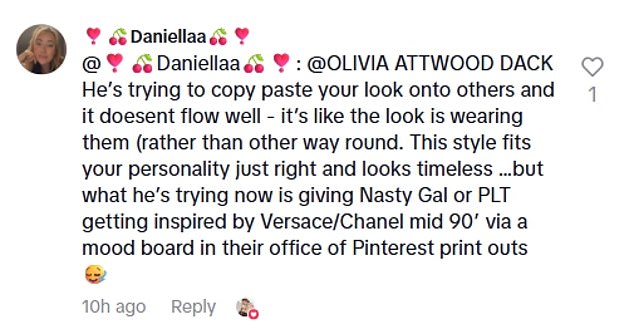 Olivia also liked a comment posted by another fan who appeared in agreement with her conclusion of her former pal