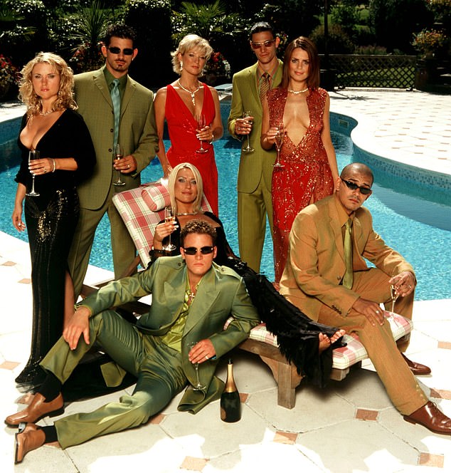 The drama (pictured) about fictional Premier League football club Earls Park FC, its players and their wives was first broadcast in 2002. Pictured: Susie as Chardonnay, middle right, and Gary as Kyle, front