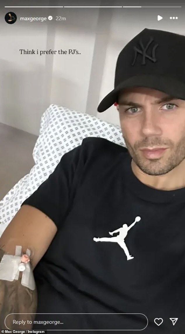 In September, Max shared some selfies from a hospital ward with a cannula in his hand