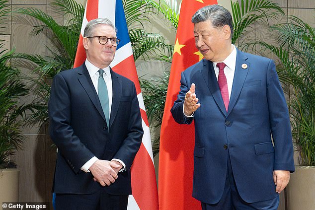 Sir Keir Starmer, seen with Chinese President Xi Jinping last year, will feel increased pressure after the 'fatal blow' of the China spy case was the inclusion of a line from Labour's manifesto