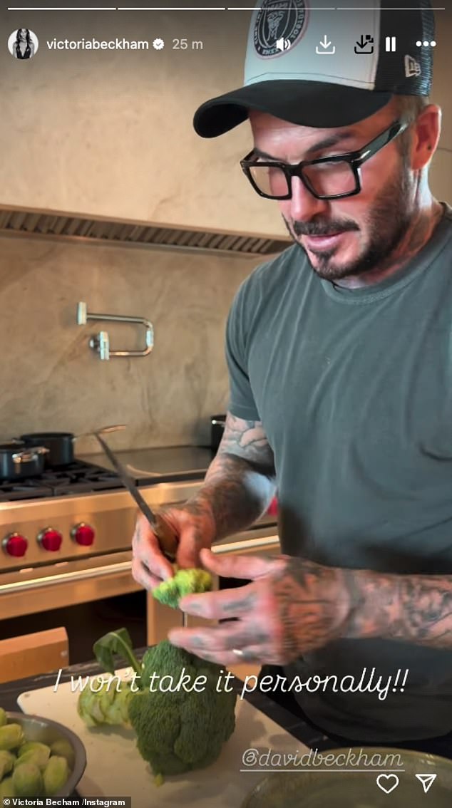 Giggling she asked: 'What do you mean just stay away? I am prepared to help' to which David quipped: 'Darling, we are not making a ham and cheese toasty'