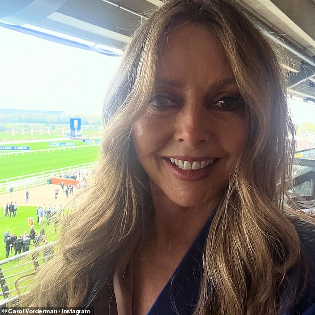 The 64-year-old TV presenter looked sensational as she took some time off over the weekend to let her hair down at Ascot