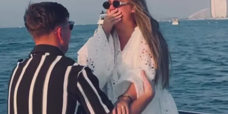 Gogglebox star reveals she's ENGAGED after romantic Dubai proposal and shares video of boyfriend going down on one knee