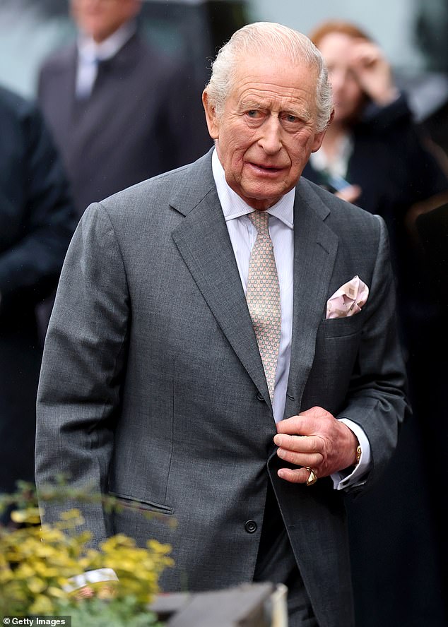King Charles III arrives for a visit to Heaton Park Hebrew Congregation Synagogue today