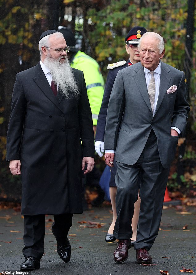 Rabbi Daniel Walker and the King at Heaton Park Hebrew Congregation Synagogue today