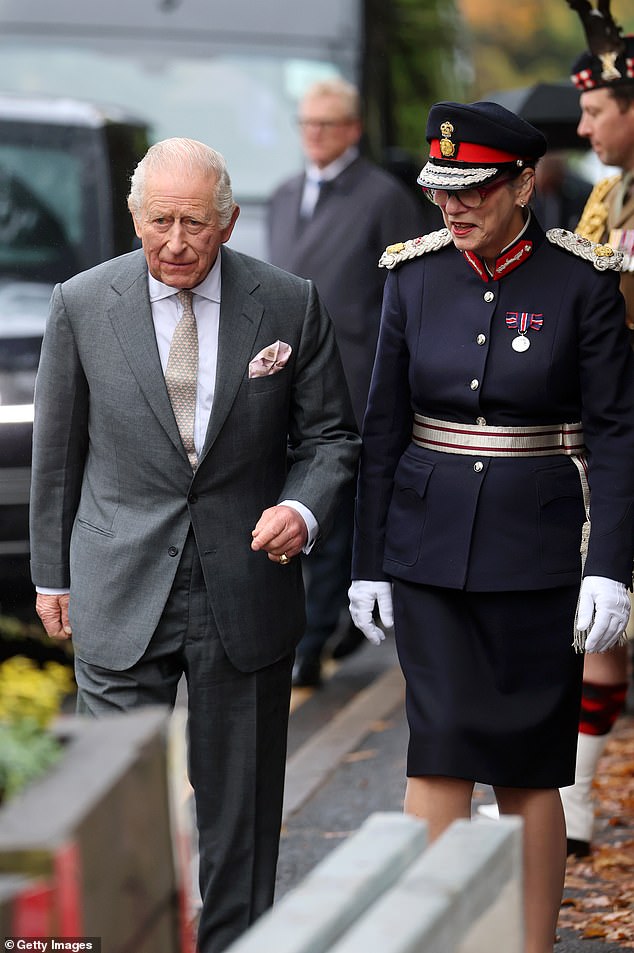 King Charles III arrives for a visit to Heaton Park Hebrew Congregation Synagogue today