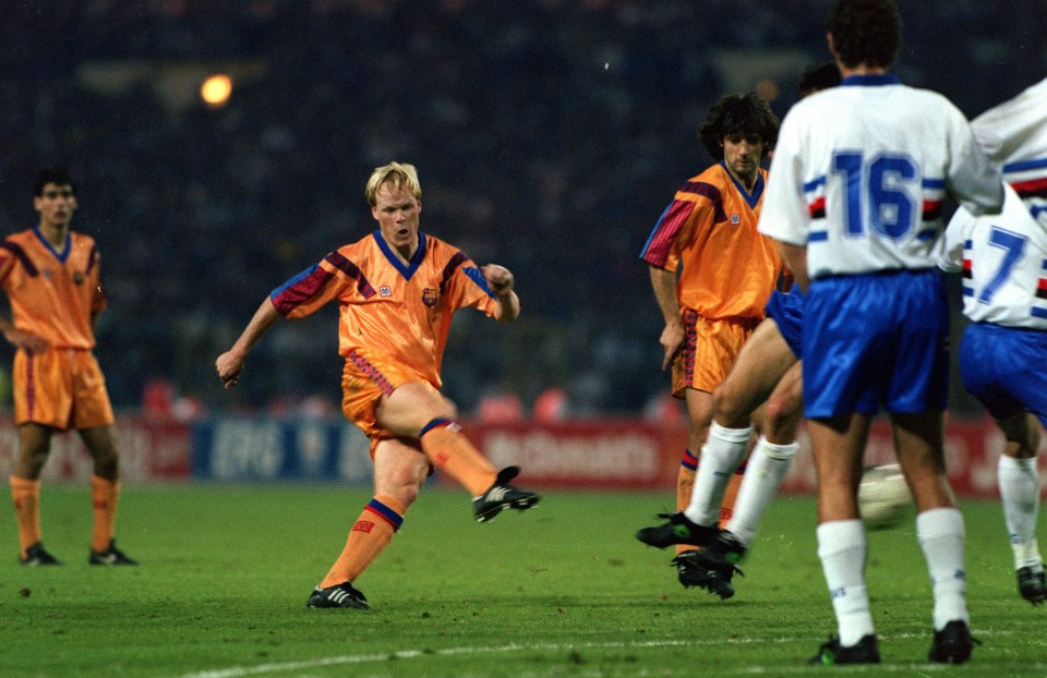 Ronald Koeman scores the winning goal in the European Cup Final.
