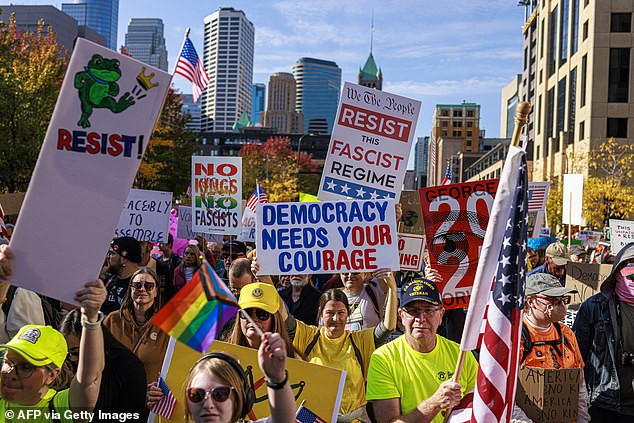 Protesters rally during the national day of protest in Minneapolis, Minnesota