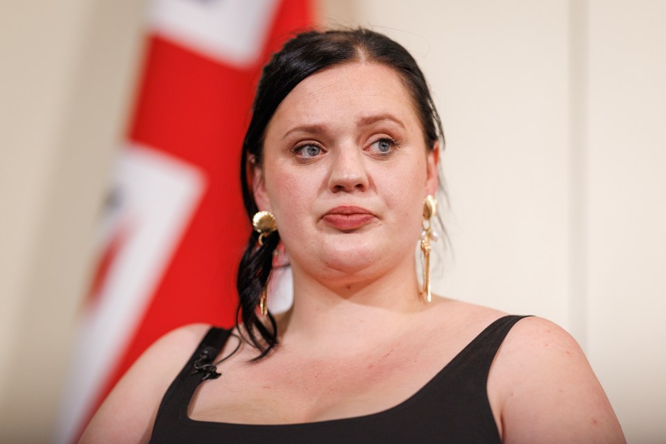 Fiona Goddard, a survivor of grooming gangs, attends a press conference.