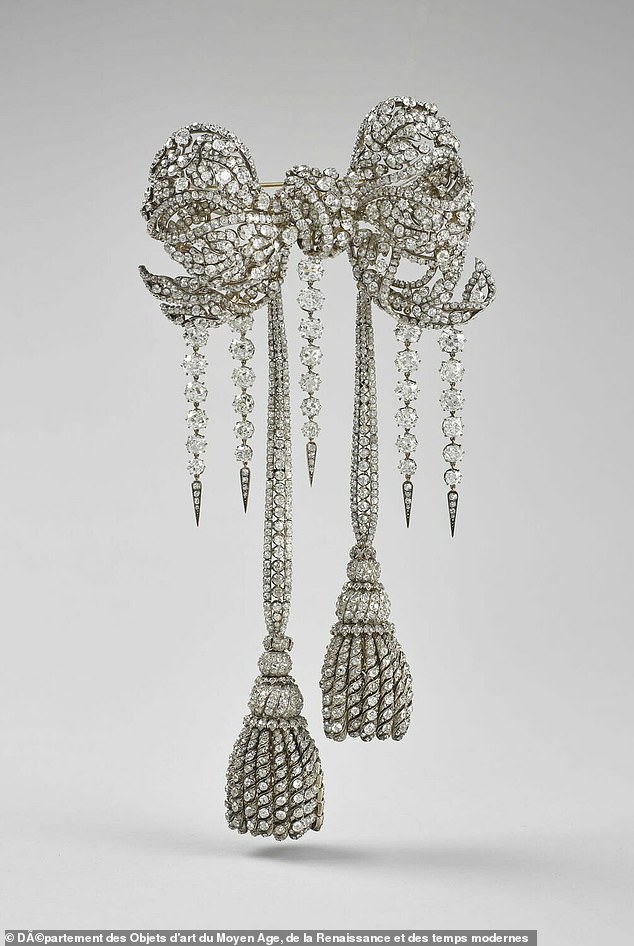 Empress Eugenie's brooch, pictured, which contains 2,438 diamonds, was stolen in the raid