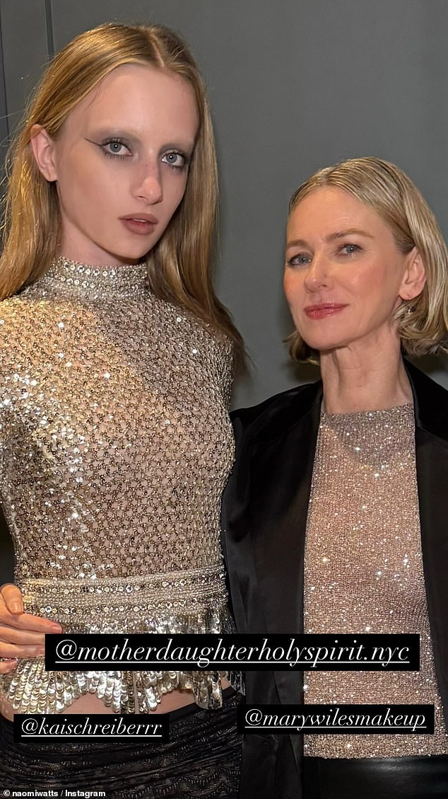 The actress, 56, shares Kai, 16, with ex Liev Schreiber, 57