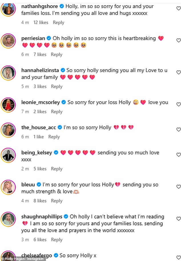 Under her post about Darci's death, her friends offered words of support