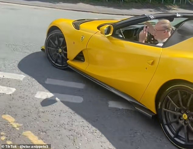 Haaland was filmed in a new £320,000 convertible Ferrari 812 Superfast earlier this year