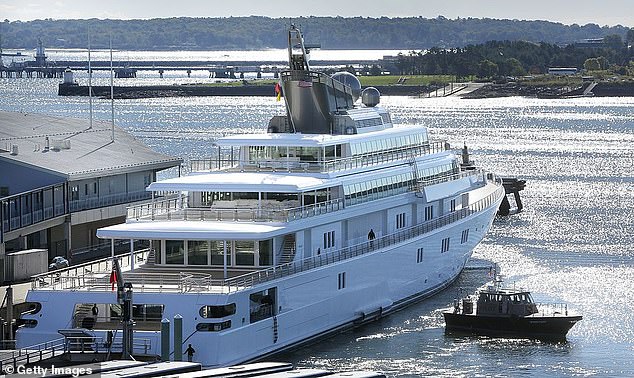 The complaint also alleges that while Geffen was celebrating aboard his superyacht in Venice last month - surrounded by A-list guests ahead of the Jeff Bezos¿Lauren Sanchez wedding - he ordered Michaels to 'immediately vacate' their New York home - a move that would leave him without a home. Pictured: David Geffen's yacht Rising Sun