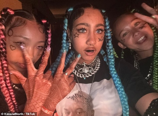 'Fake piercings and fake tatts for life,' the pre-teen captioned one clip, which was shared to her and her mom's joint account