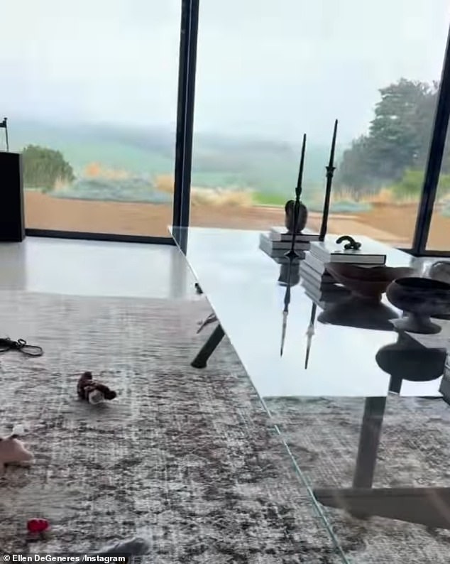 There is an open floor plan as the dining room and living room are one