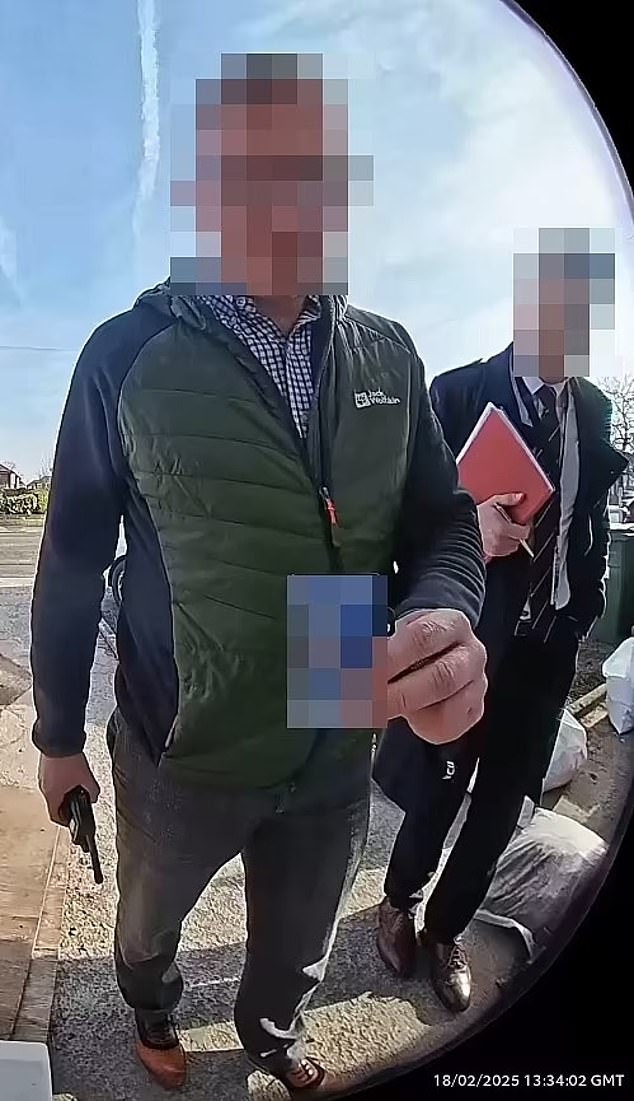 Doorbell security footage shows police officers visiting Helen Jones's house on February 18