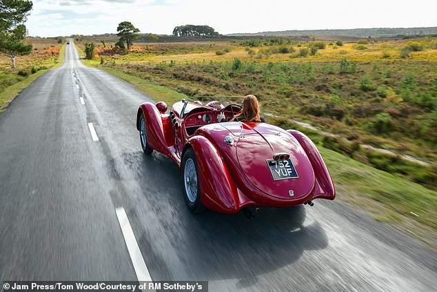 Described as an engineering masterpiece, it is powered by a Grand Prix-derived twin-supercharged 2,905-cc eight-cylinder