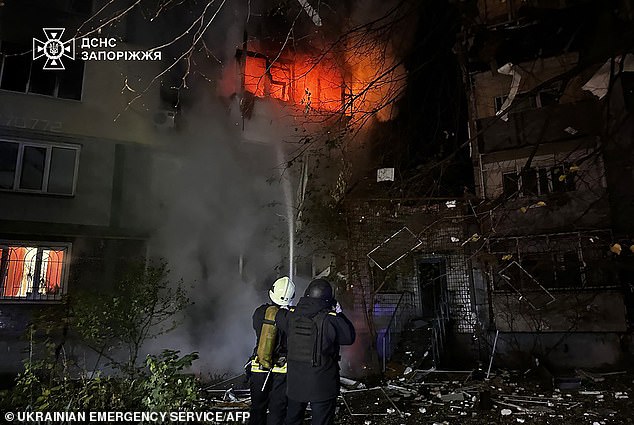 Several people had to be rescued in multiple Ukrainian cities as drone debris sparked fires in residential buildings