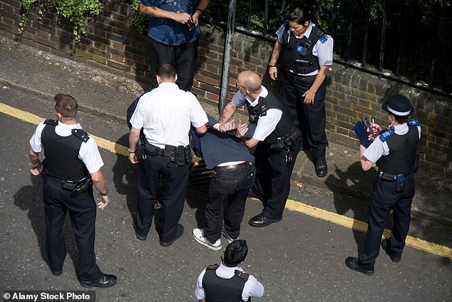 A new bill includes legislation that aims to give police (pictured making an arrest in London) the power to charge those who exploit the vulnerable, and will give victims access to safeguarding and support