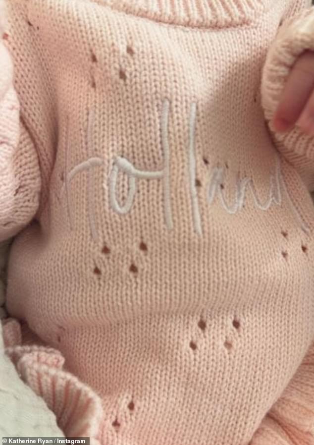 Sharing an array of sweet snaps, Katherine's husband Bobby wrote: 'Holland Juliette Kootstra has arrived:) The ' Patrick Mahomes ' of child birth pulled out another MVP performance! Amazing to witness the greatness of @kathbum #blessed'