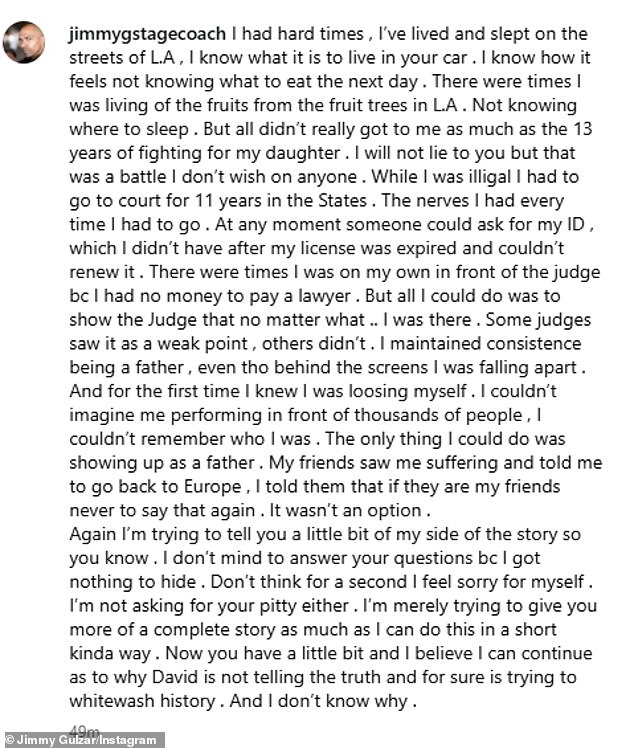 On Wednesday Jimmy then continued with his mysterious posts and accused David of 'whitewashing history' as he spoke about his complicated past and custody battle with Mel over their daughter Phoenix Chi