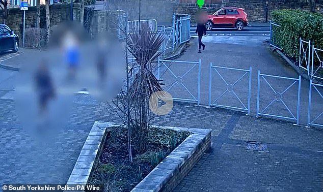 Harvey arriving at All Saints Catholic High School in Sheffield on the morning of February 2