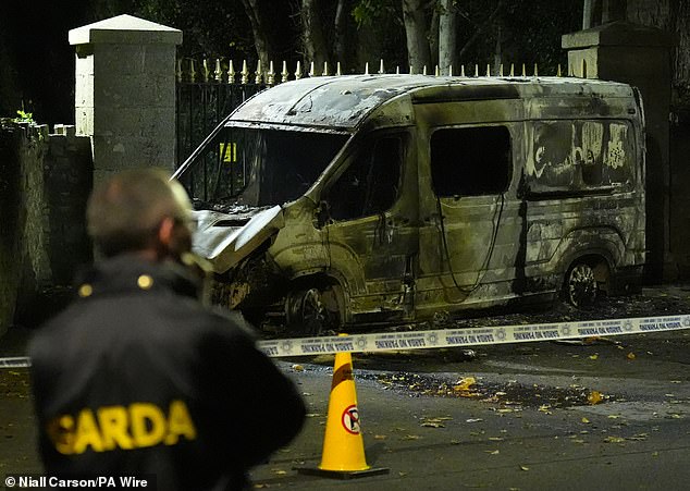 Gardai at the scene, near the Citywest Hotel, where disturbances have flared outside the Dublin hotel which used to house asylum seekers. Picture date: Wednesday October 22, 2025