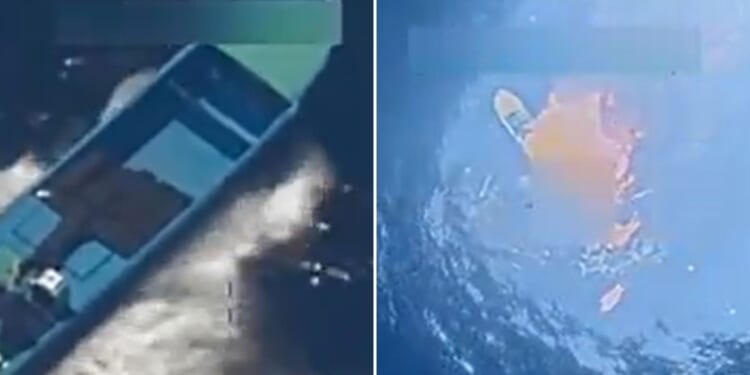 Dramatic moment US strikes 'drug vessel' killing two as government vows to fight boats 'bringing poison to our shores'